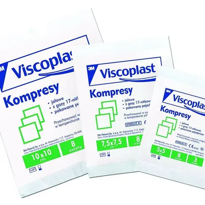 Jałowe Kompresy Gazowe Viscoplast Bawełniane 17-Nitkowe 8 Warstw 5X5Cm 3Szt.