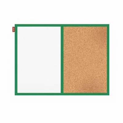 Tablica Duo Korkowo-Suchościeralna Magnetyczna Biała Rama Drewniana Lakierowana Zielona 60x40 cm /Memobe