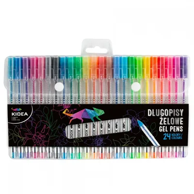 Długopisy Żelowe 24kol Neon + Metal + Brokat /Kidea