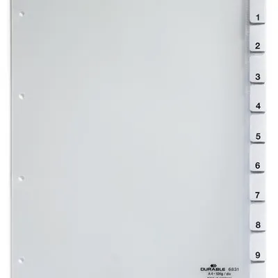 Przekładki A4 PP 1-10 Zgrzane Wymienne Indeksy Przezroczyste /Durable 683119