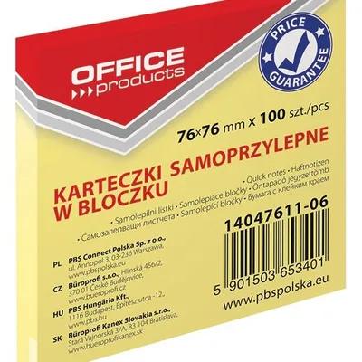Bloczek Samoprzylepny 76x76 Żółty /Office Products