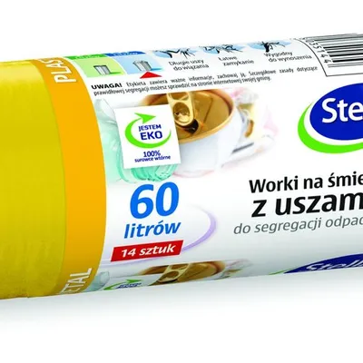 Worki Na Śmieci LDPE Do Segregacji Odpadów Plastikowych i Metalowych 60L A'14 z Uszami Żółte /Stella