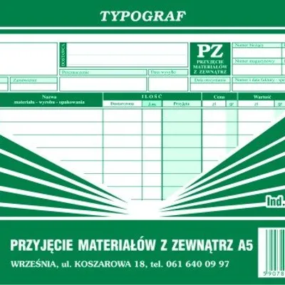 PZ Przyjęcie Materiałów z Zew. A5 Wielok. 01182 /Typograf