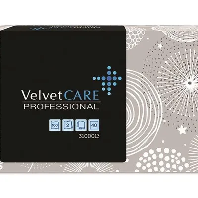 Chusteczki Kosmetyczne Celulozowe Velvet Professional Box 2-Warstwowe 100 Listków Biały