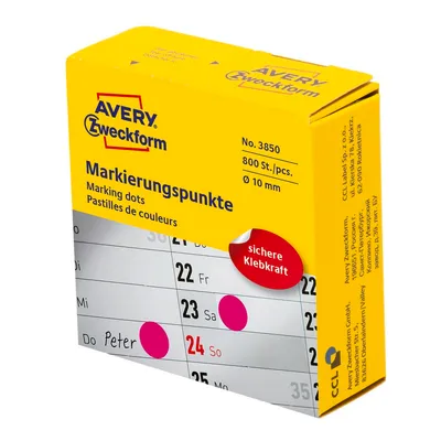 Kółka samop. Avery 800szt. Śr. 10mm różowe 3850