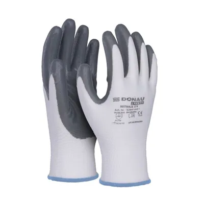 Rękawice Donau Safety Nitrile 01 Kat. II Rozm. 9 Szare /DONAU SAFETY