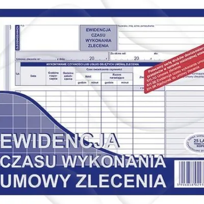 Ewidencja czasu wykonania umowy zlecenia Typ: 511-3E / MIP