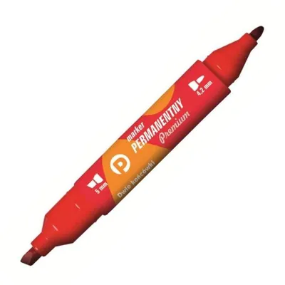 Marker Permanentny Tetis 2 końcówki Czerwony KM502-C2