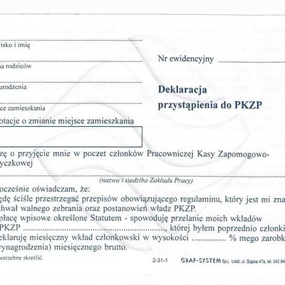 Deklaracja Przystapienia do PKZP A6 2-31-1 /Graf