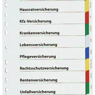 Przekładki do Segregatorów Czyste (10) Spis Treści Wykaz PP A4 Mix Kolorów /Durable 674127