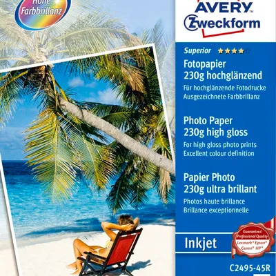 Papier Fotograficzny Premium 230g 45szt. Avery 130x180 Biały Wysokobłyszczący No.C2495-45R