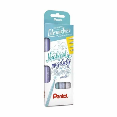 Zestaw Pisaki do Kaligrafii 4 kol. Niebieskie Migdały /Pentel