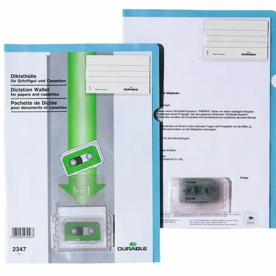 Obwoluta z Kieszenią na Kasetę do Dyktafonu L A4 Niebiesko-Przezroczysta /Durable 234706