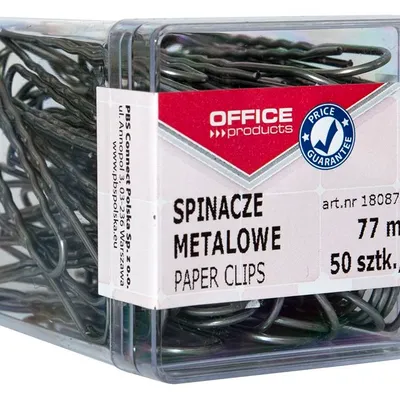 Spinacze Metalowe Office Products 77mm W Pudełku 50Szt. Srebrne