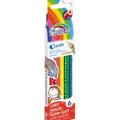 Kredki FIORELLO Super Soft 6 kol. ostrz. trójkątna