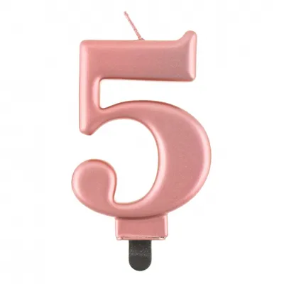 Świeczka B&C cyferka 5, metalik różowo-złota, 8,0 cm /GoDan