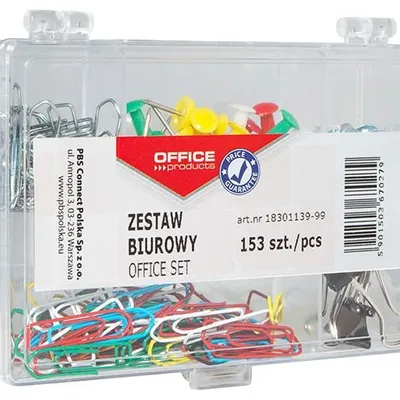 Zestaw Biurowy (Pinezki Klipy I Spinacze) Office Products Mix 153Szt. Mix Kolorów