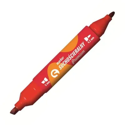 Marker Suchościeralny Tetis 2Końcówki Czerwony KM504-C2