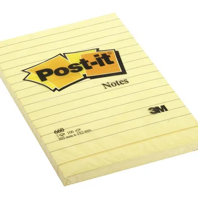 Bloczek Samoprzylepny Post-It W Linie (660) 102X152Mm 1X100 Kart. Żółty