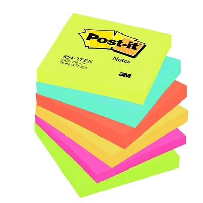 Bloczek Samoprzylepny 76x76 6x100szt. 654-TFEN Energetyczny /Post-It