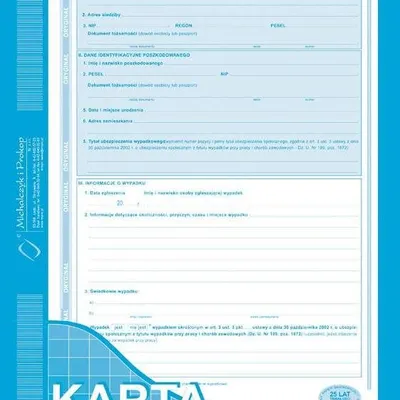 Karta Wypadku A4 Oryg.+2k 873-1 /MiP