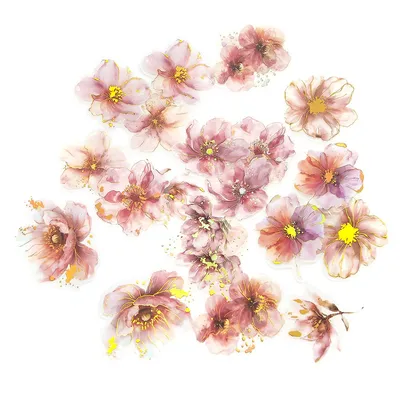 Naklejki Połyskujące Pet Kwiaty 20szt. Pink Blush /DpCraft