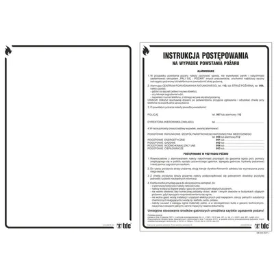 Znak TDC Instrukcja Postępowania W Przypadku Powstania Pożaru /TDC