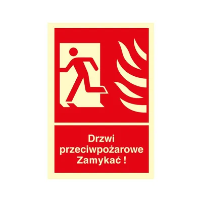 Znak TDC Drzwi Przeciwpożarowe. Zamykać! Kierunek Drogi Ewakuacyjnej W Lewo /TDC