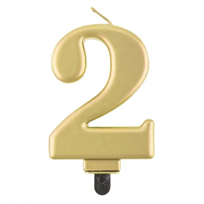 Świeczka B&C cyferka 2, metalik złota, 8,0 cm /GoDan