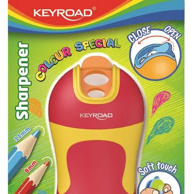 Temperówka Keyroad Soft Touch Plastikowa Podwójna Ostrzenie Zaokrąglone Blister Mix Kolorów