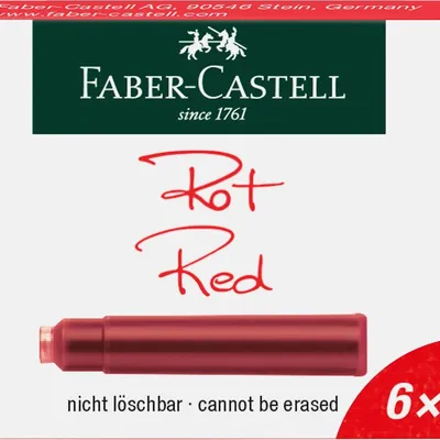 Naboje Atramentowe Krótkie Czerwone 6 szt. Kartonik Faber-Castell