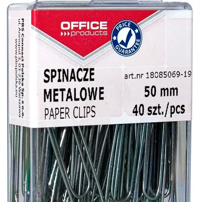 Spinacze Metalowe Office Products Gładkie 50mm W Pudełku 40Szt. Srebrne