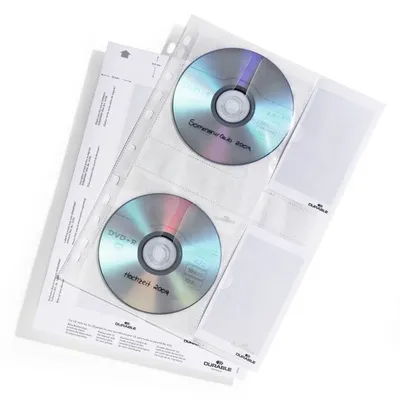Kieszeń na 4 CD do Segregatora Ochronna Wyściółka PP A4 5szt. Przezroczysta /Durable 522219