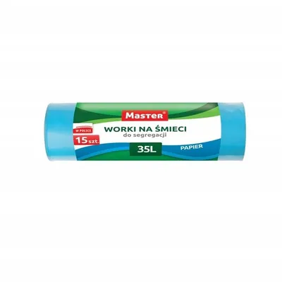 Worki Na Śmieci LDPE 35L A'15 Niebieskie do Segregacji Odpadów Papier /Master