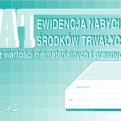 Ewidencja Nabycia Środków Trwałych VAT A4 Offset Vu-15 /MiP