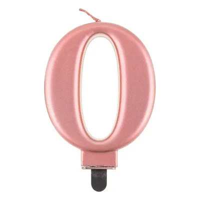 Świeczka B&C cyferka 0, metalik różowo-złota, 8,0 cm /GoDan