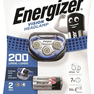 Latarka czołowa ENERGIZER Headlight Vision + 3szt. baterii AAA, niebieska
