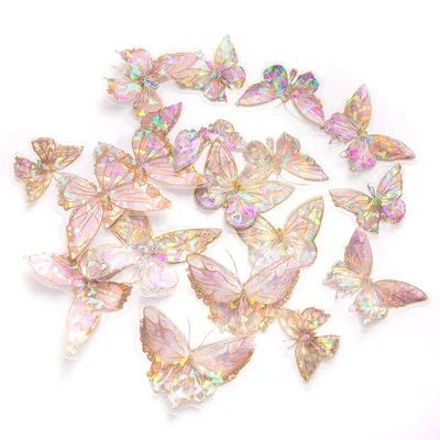 Naklejki Połyskujące Pet Motyle 20szt. Crystal Pink /DpCraft