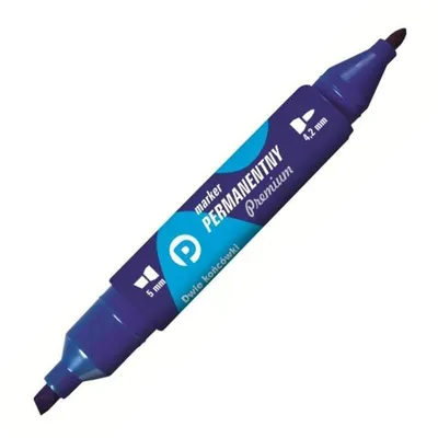 Marker Permanentny Tetis 2 końcówki Niebieski KM502-N2