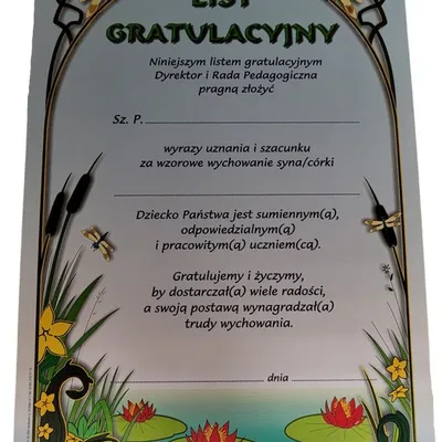 List Gratulacyjny A4 /W-X