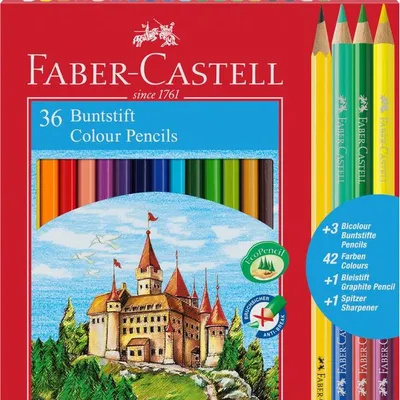 Kredki Zamek 36 Kol. + 3 Kredki Dwustronne + Ołówek + Temperówka [110336 FC] /Faber Castell