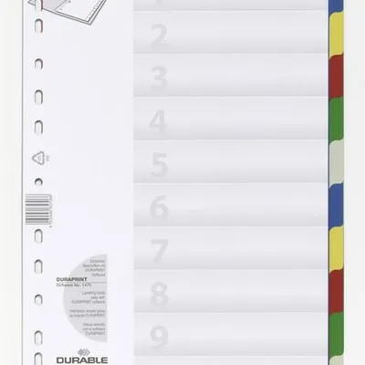 Przekładki do Segregatorów Czyste (10) Strona Tytułowa PP A4 Mix Kolorów /Durable 674027