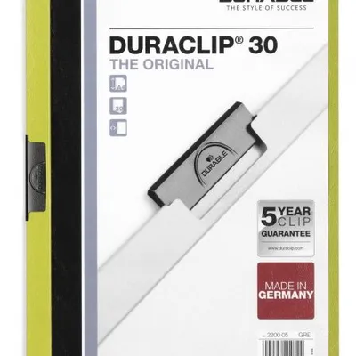 Skoroszyt z Klipem A4 PVC Duraclip 30 Kartek Zielony /Durable 220005