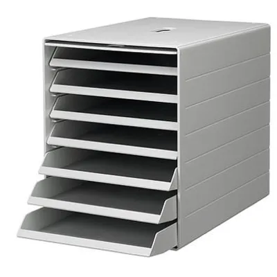 Pojemnik z 7 Szufladami z Przednią Osłoną IdealBox Plus C4 Szary /Durable 1712001050