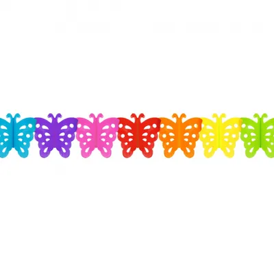 Girlanda papierowa "Tęczowe Motylki", 360x18.5x17 cm /GoDan