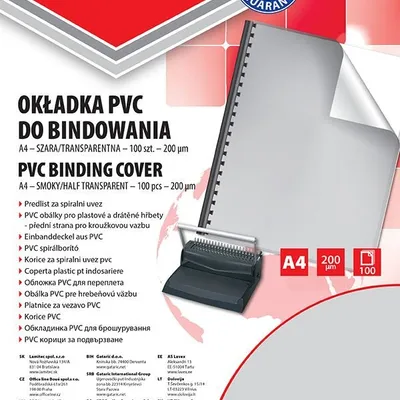 Okładki Do Bindowania Office Products PVC A4 200 mikr. 100Szt. Szare Transparentne