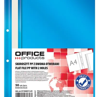 Skoroszyt Office Products PP A4 2 Otwory 100/170 mikr. Wpinany Niebieski