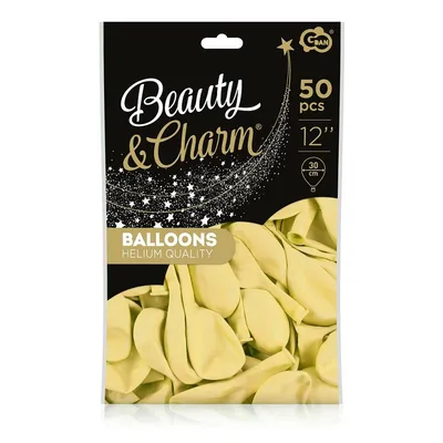 Balony Beauty&Charm, makaronowe żółte 12"/ 50 szt. /GoDan