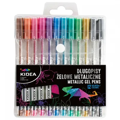 Długopisy Żelowe 12kol Metal /Kidea