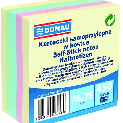 Bloczek Samoprzylepny 76x76 450k 4kol. Pastelowy /Donau